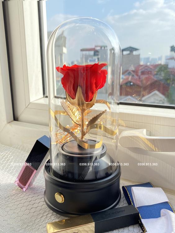 Product image - Bình hoa hồng bất tử có Loa Bluetooth phát nhạc và đèn Led