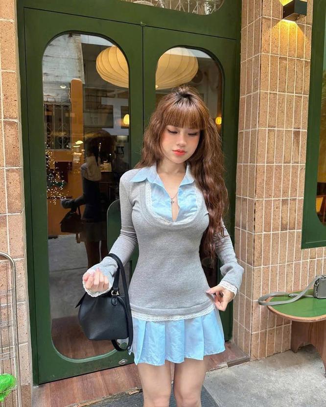 Product image - Váy cổ sơmi phối viền ren