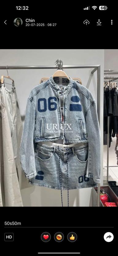 Product image - set áo khoác bò + chân váy ngắn