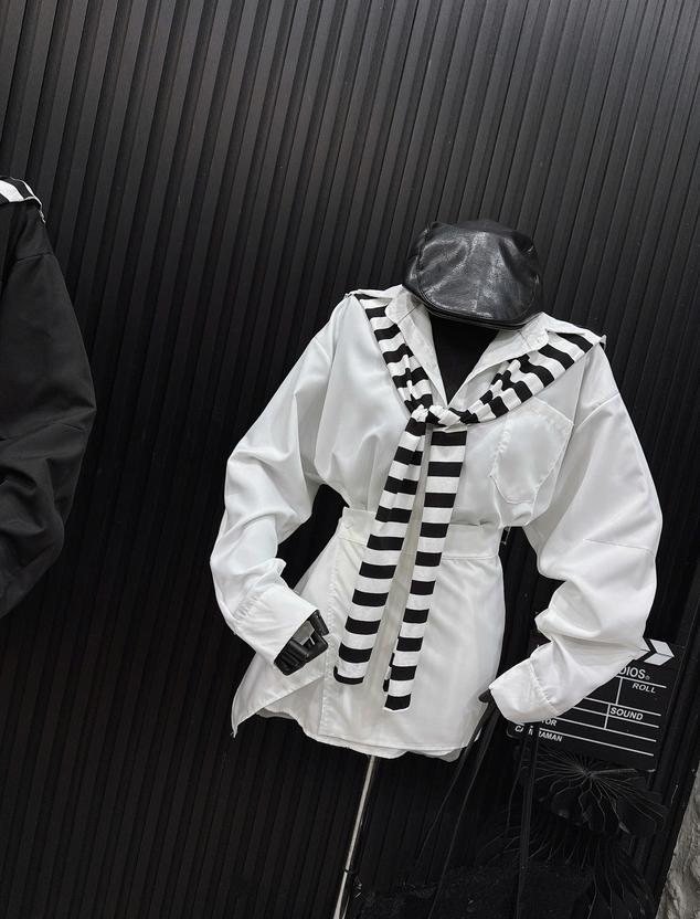 Product image - áo sơ mi kèm khăn kẻ