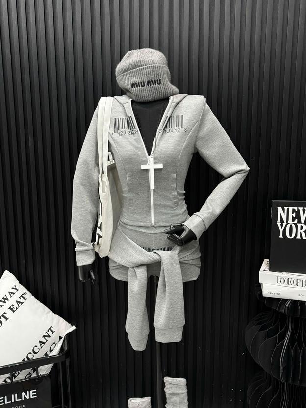 Product image - set nỉ áo mũ + quần buộc nơ cách điệu