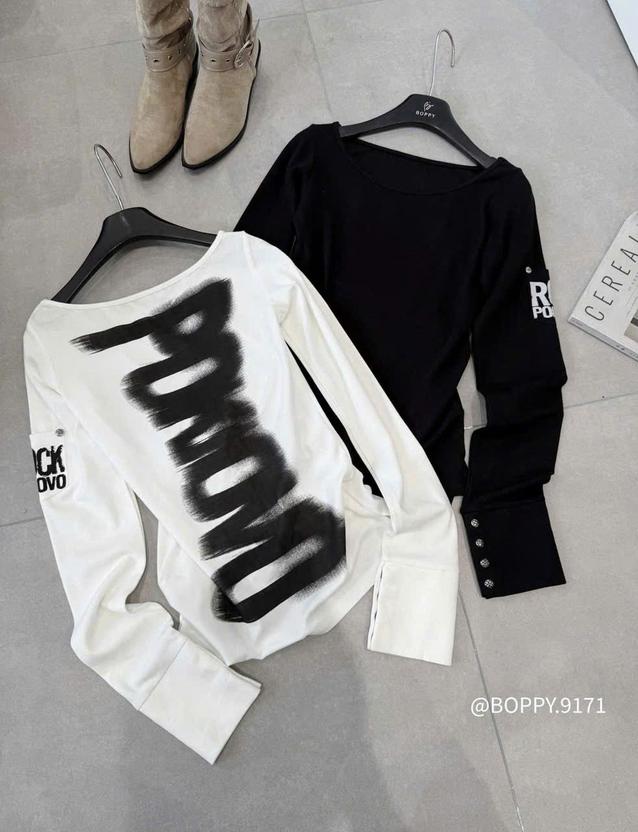 Product image - áo dài tay 2 màu chữ nhòe