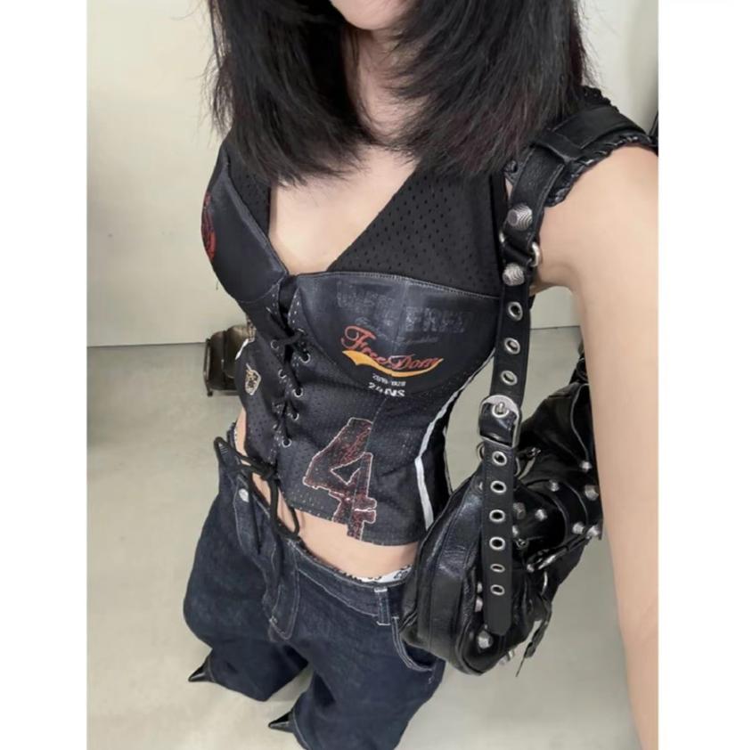 Product image - Áo Balo Cổ Yếm Đan Dây Phối Lưới