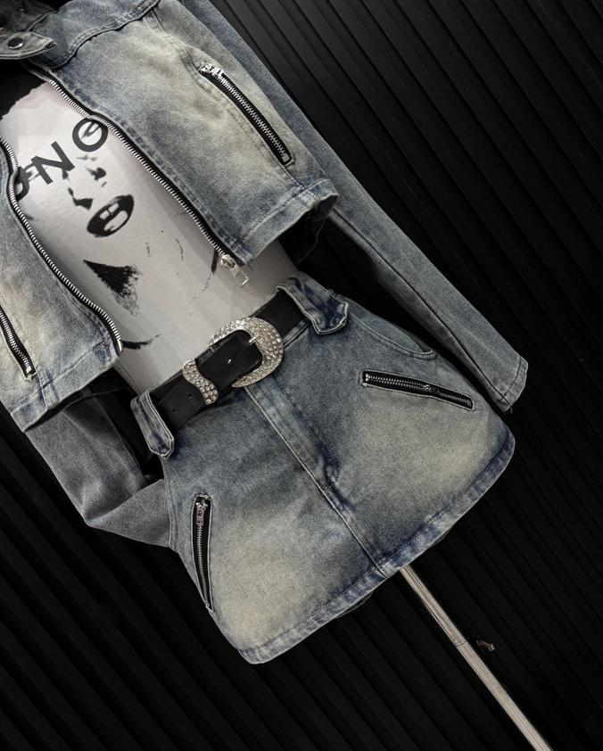 Product image - Set Bò Kéo Khóa Chân váy Ngắn