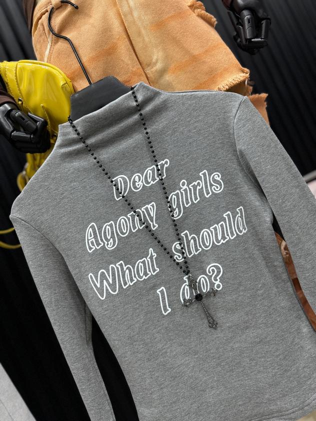 Product image - Áo Cổ Dài Tay In Chữ Dear Agony