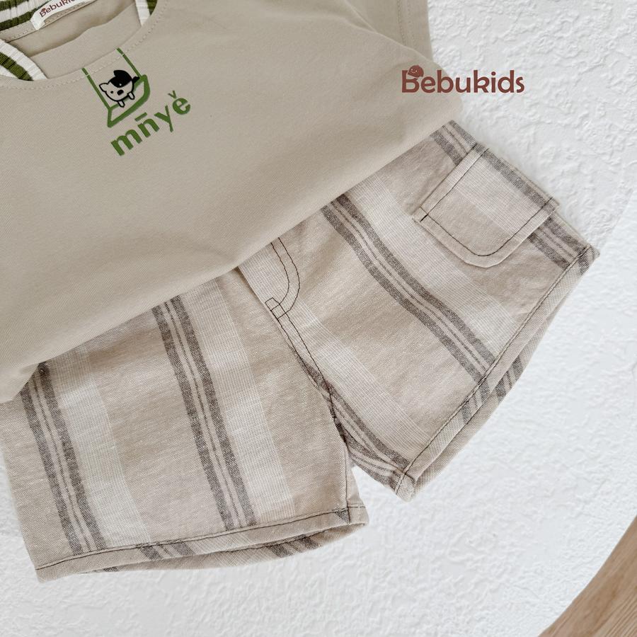 SB2129- bộ polo phối cổ kẻ in nẹp, cún, chữ mnye