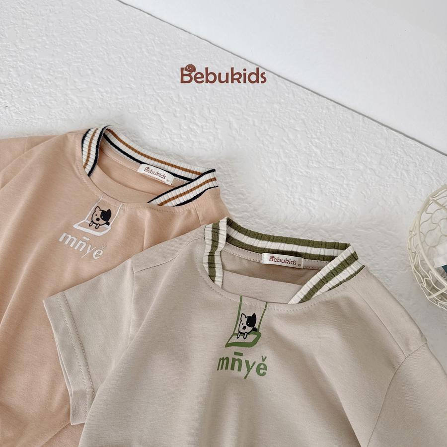 SB2129- bộ polo phối cổ kẻ in nẹp, cún, chữ mnye