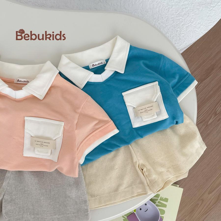 SB2229-bộ polo phối cổ, gấu tay,túi ngực