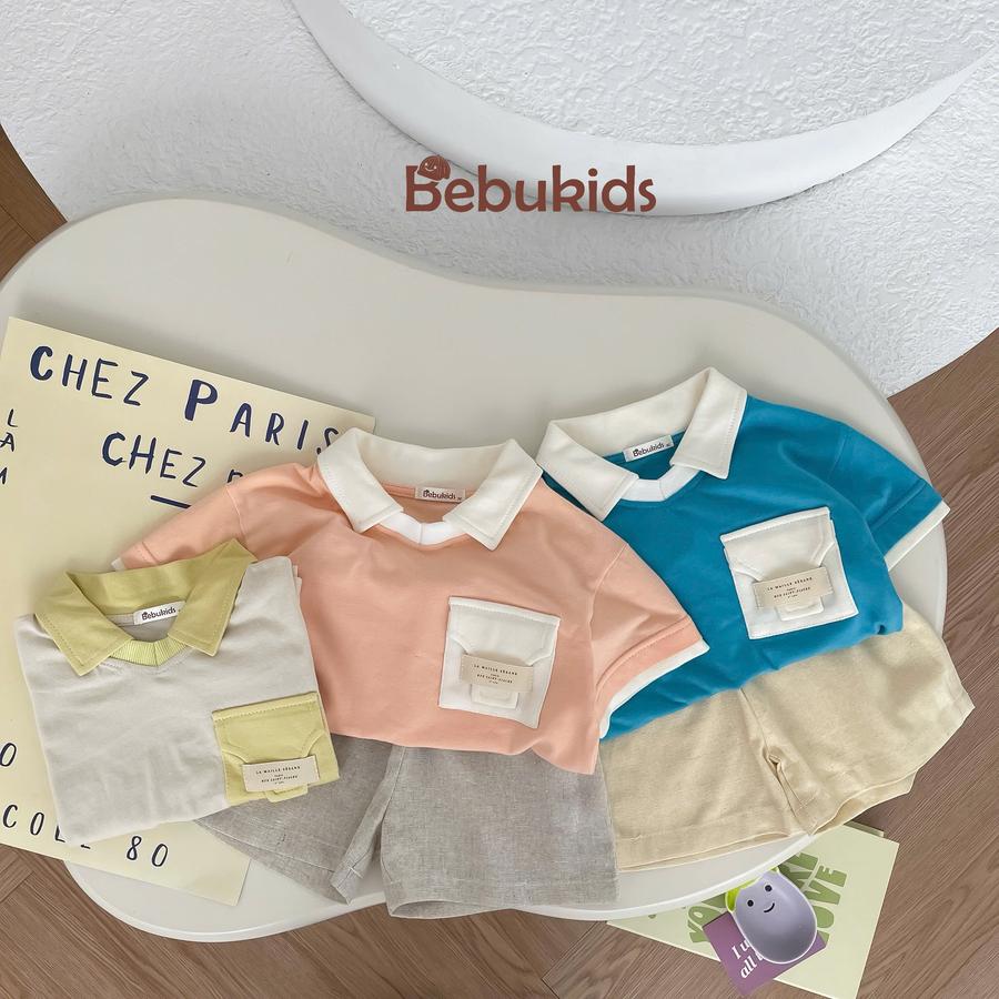 SB2229-bộ polo phối cổ, gấu tay,túi ngực