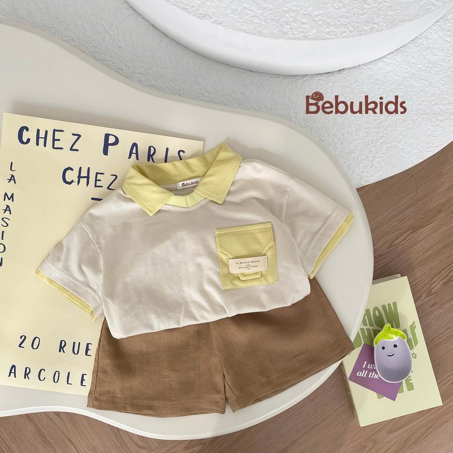 SB2229-bộ polo phối cổ, gấu tay,túi ngực