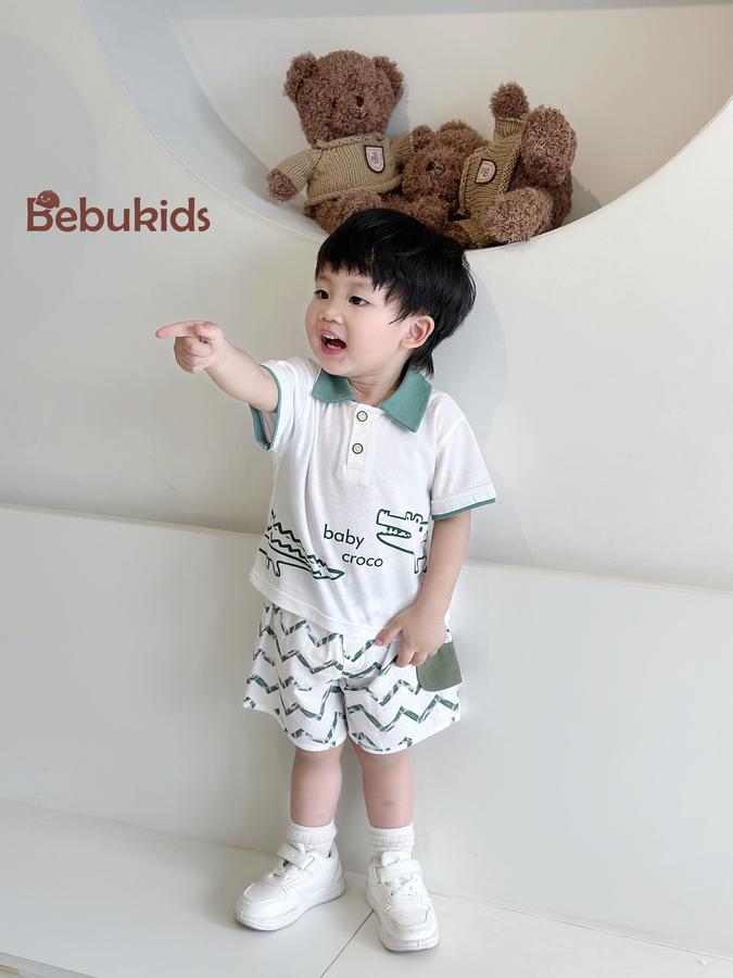 SB2130- bộ  hươu cao cổ, cá sấu phối quần sóng