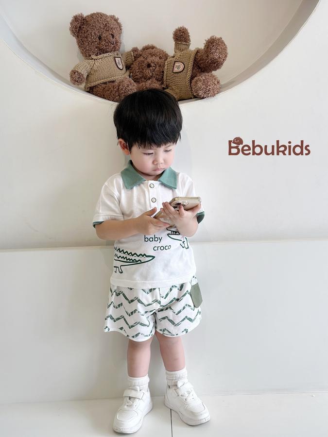 SB2130- bộ  hươu cao cổ, cá sấu phối quần sóng