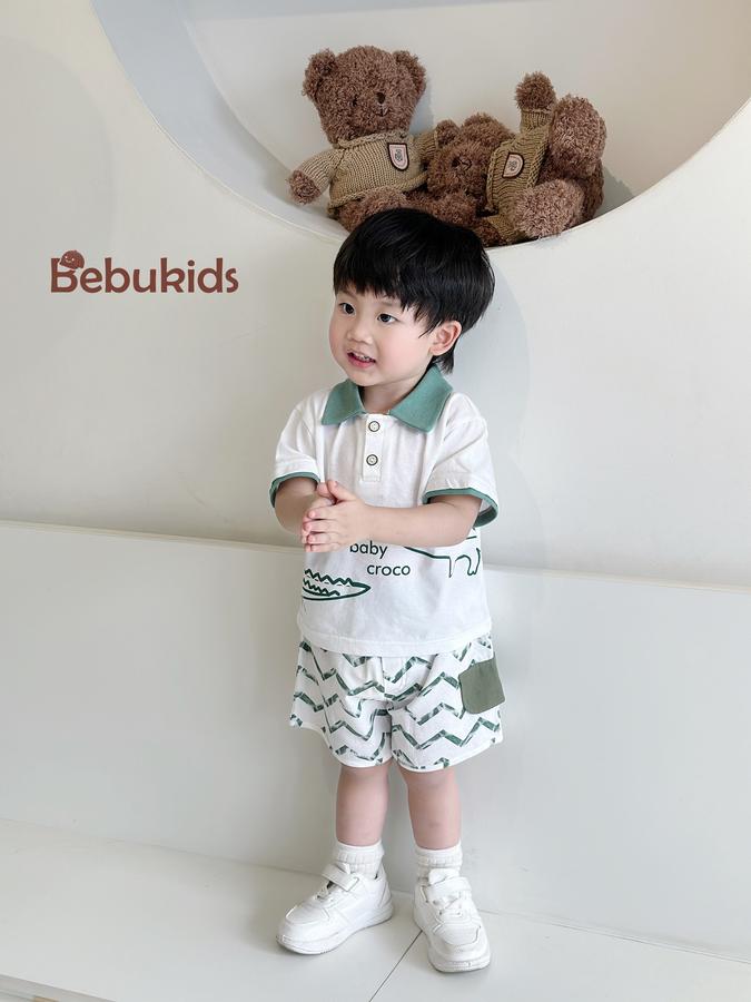 SB2130- bộ  hươu cao cổ, cá sấu phối quần sóng