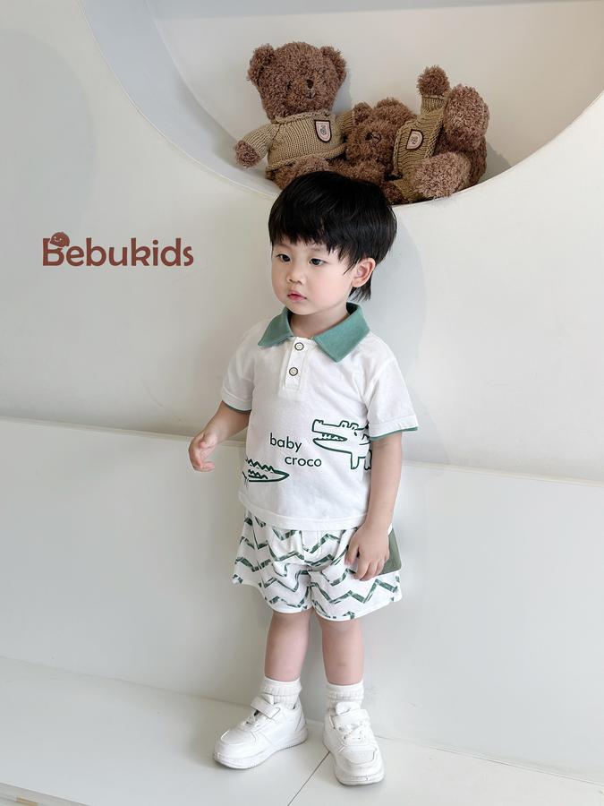 SB2130- bộ  hươu cao cổ, cá sấu phối quần sóng