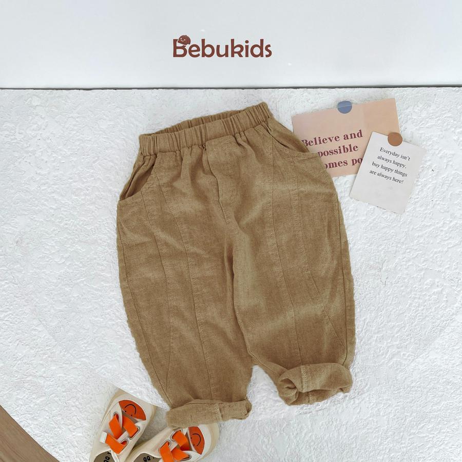 QD1665- quần kaki can 3 mảnh nâu linen