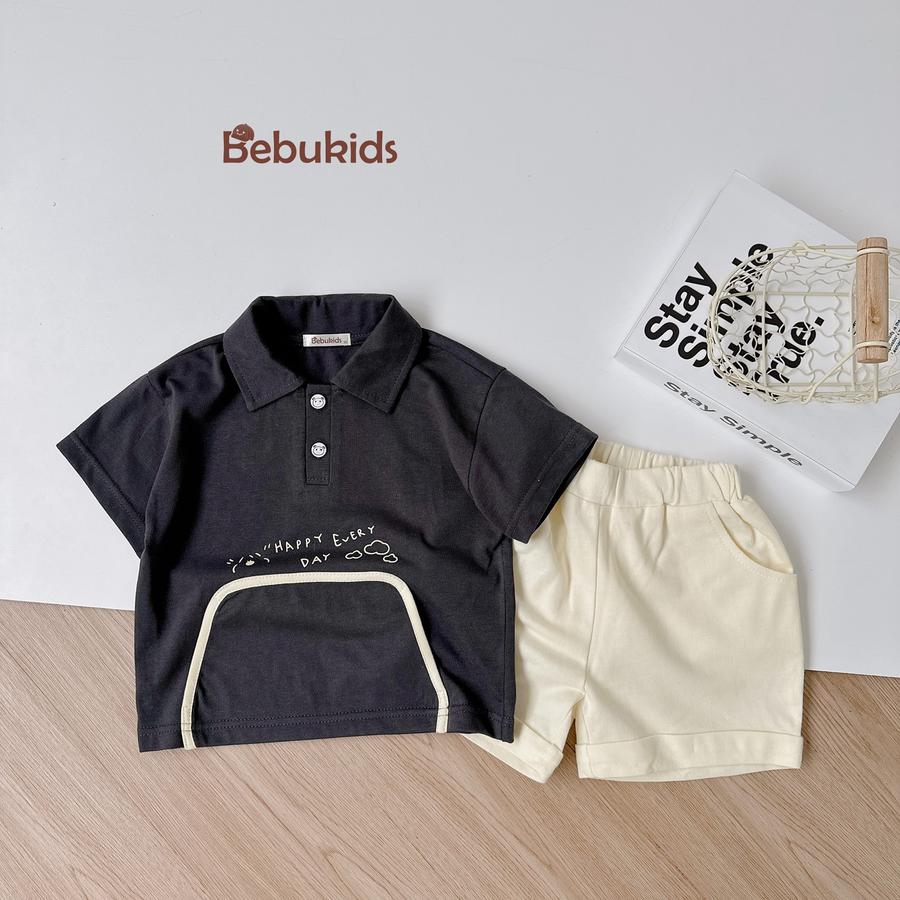 SB2266- bộ polo túi giữa bo viền túi