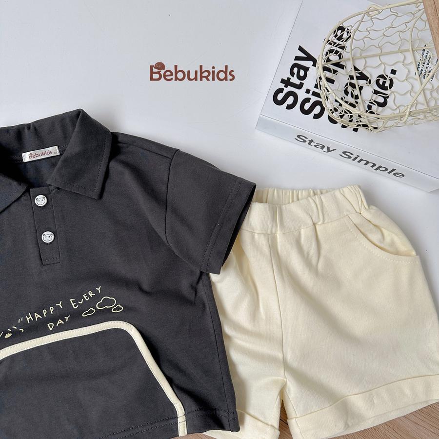 SB2266- bộ polo túi giữa bo viền túi