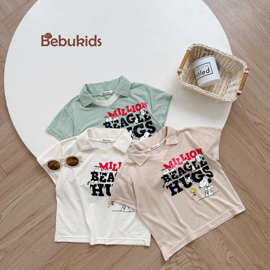 SB2236- bộ polo in chữ million beagle hugs ngực