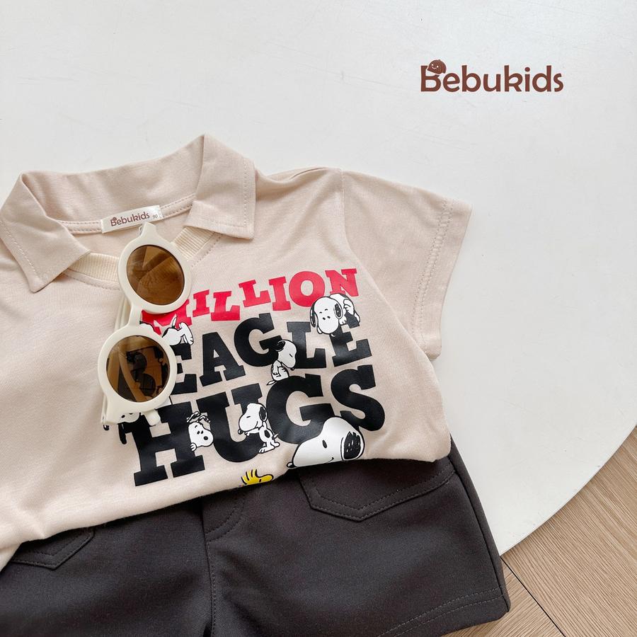 SB2236- bộ polo in chữ million beagle hugs ngực