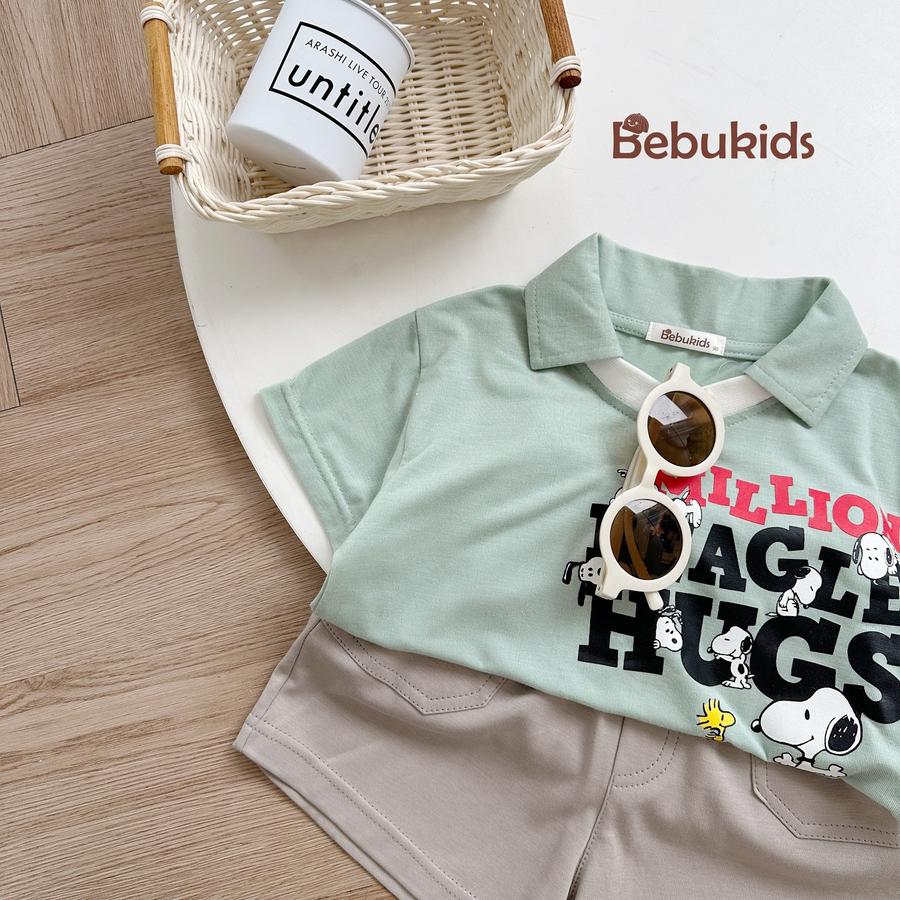 SB2236- bộ polo in chữ million beagle hugs ngực