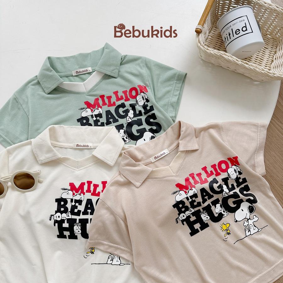 SB2236- bộ polo in chữ million beagle hugs ngực