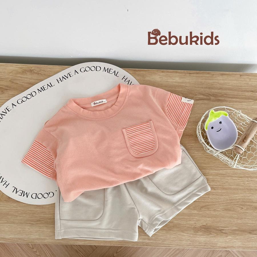 SB2279- bộ cộc tay phối tay, túi kẻ