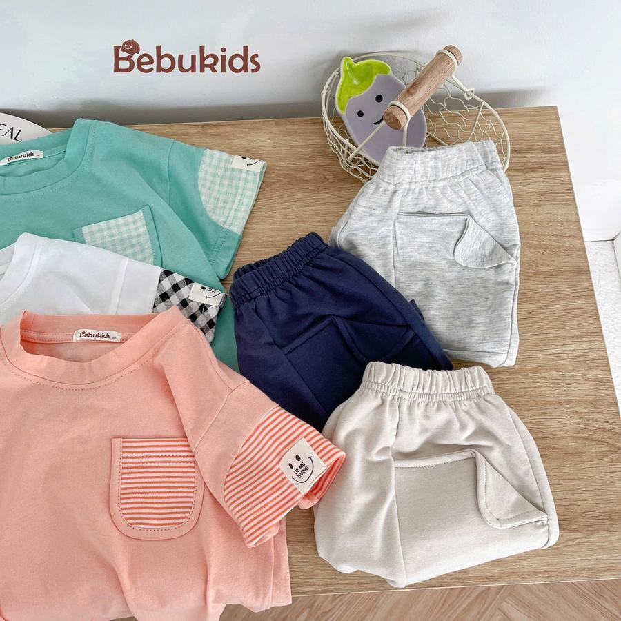 SB2279- bộ cộc tay phối tay, túi kẻ