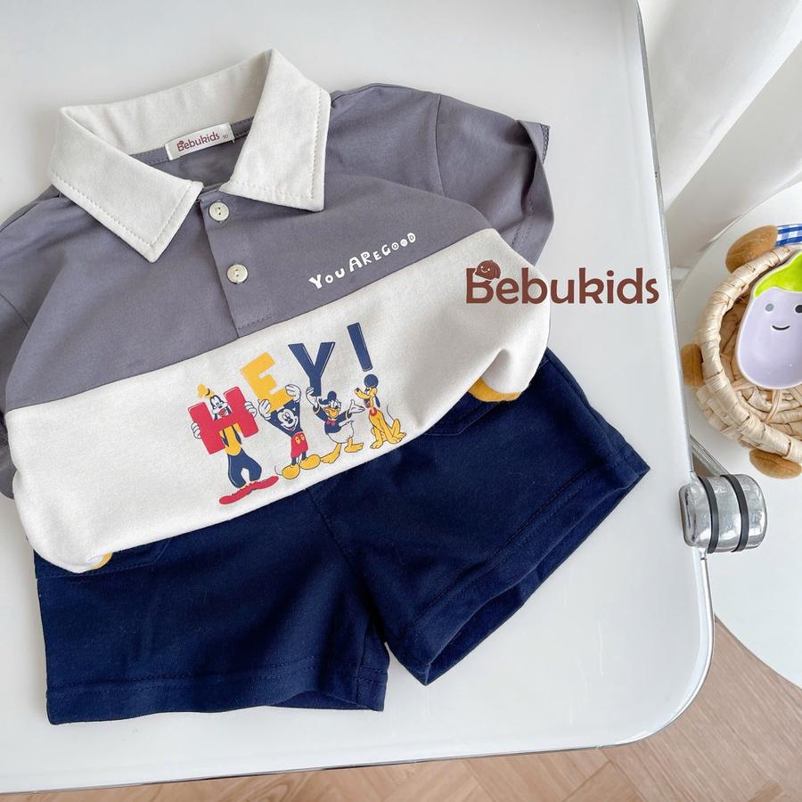 SB2255- bộ polo phối than in chuột mickey, hey