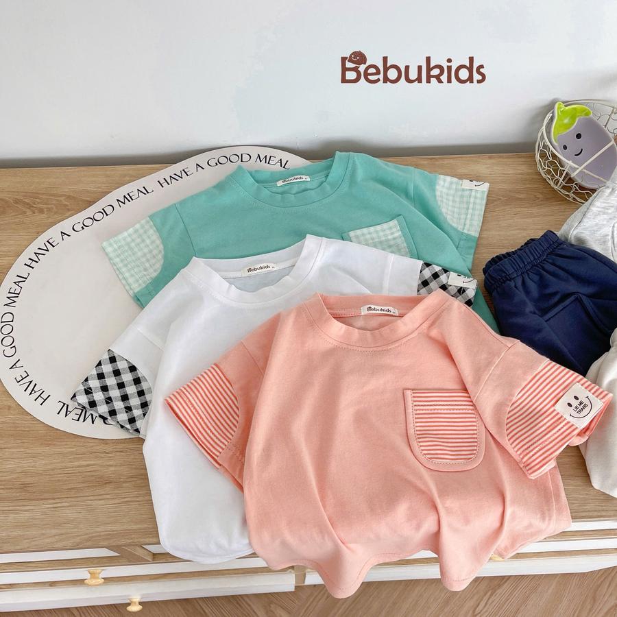 SB2279- bộ cộc tay phối tay, túi kẻ