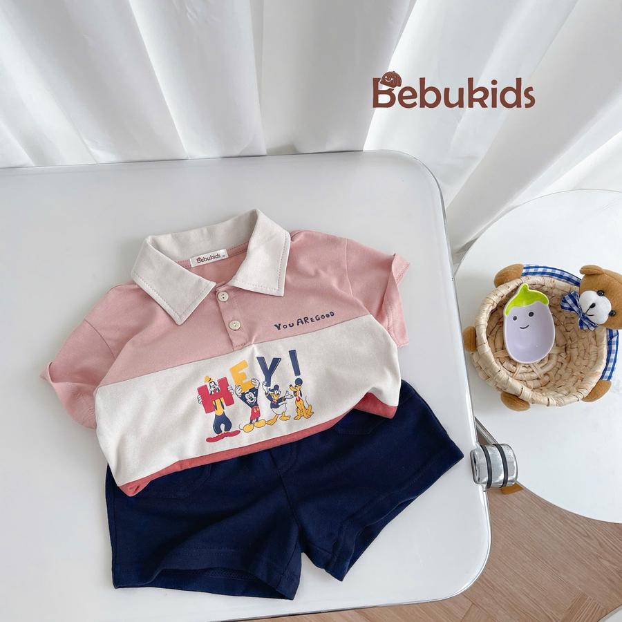 SB2255- bộ polo phối than in chuột mickey, hey