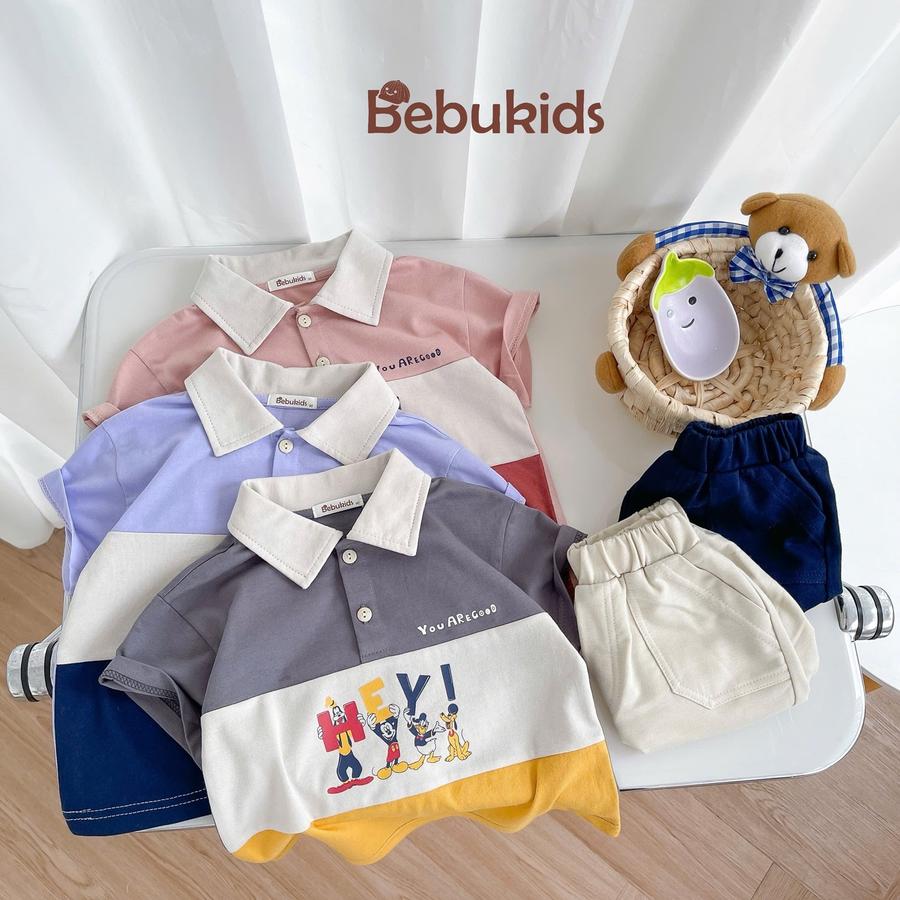 SB2255- bộ polo phối than in chuột mickey, hey