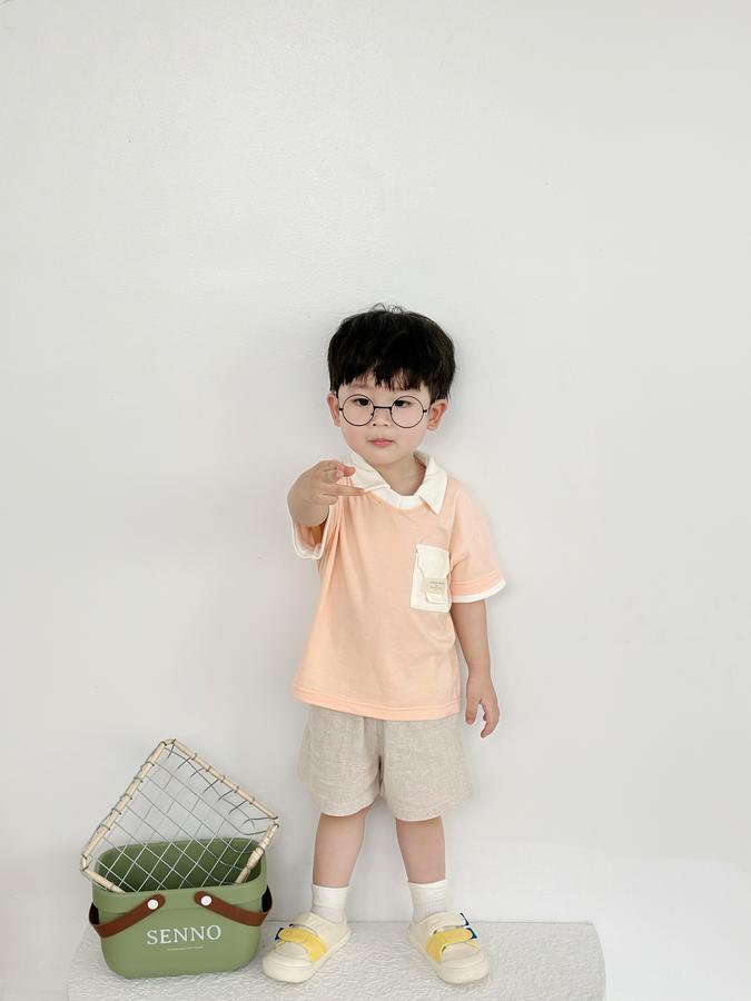 SB2229-bộ polo phối cổ, gấu tay,túi ngực