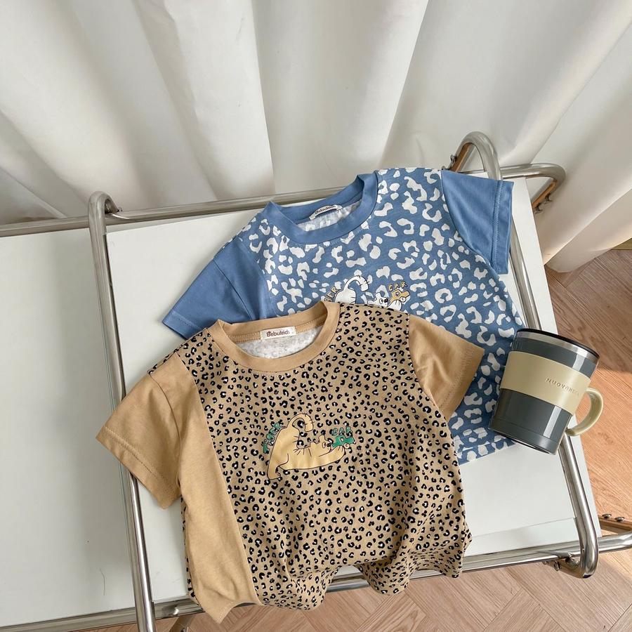 SB2294- bộ cộc tay da báo phối sườn, tay màu trơn