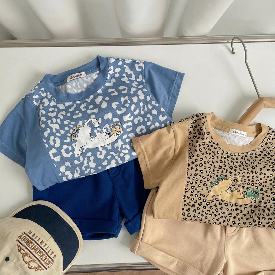 SB2294- bộ cộc tay da báo phối sườn, tay màu trơn