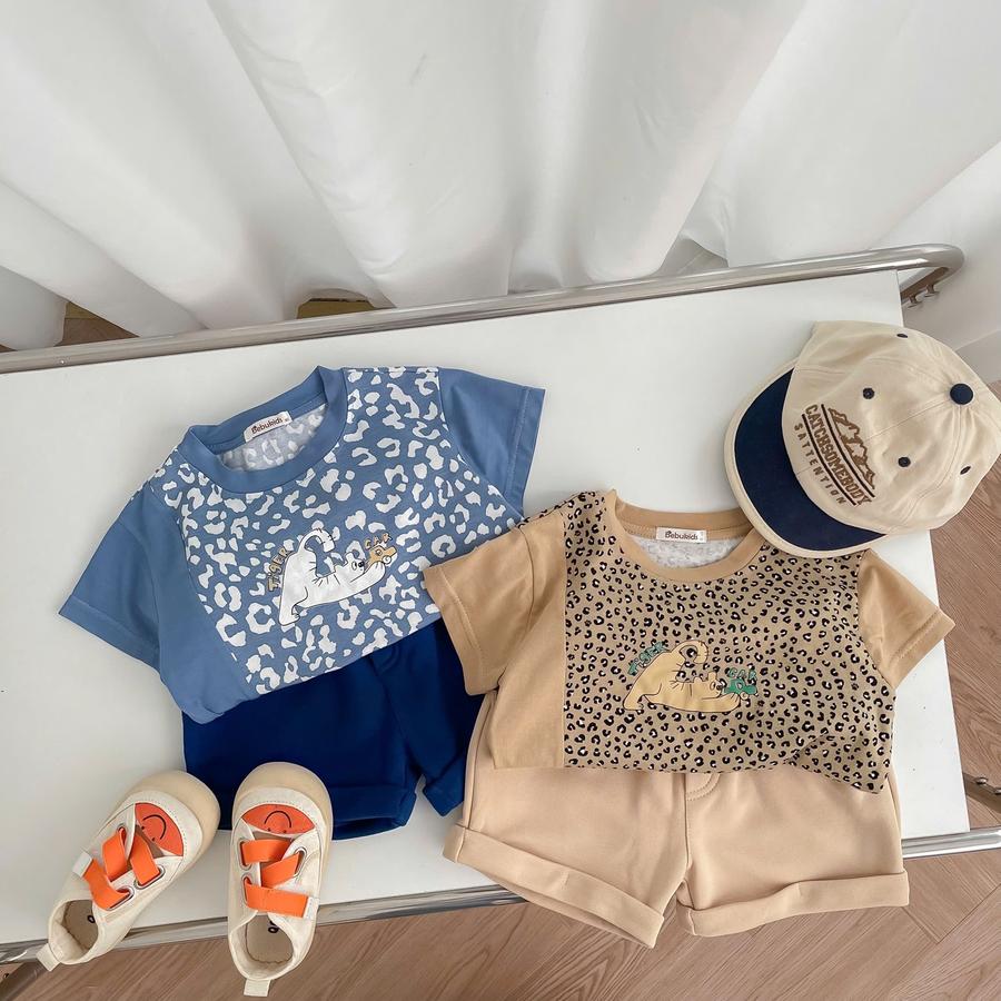 SB2294- bộ cộc tay da báo phối sườn, tay màu trơn