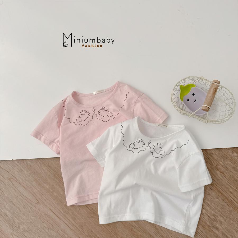 SB2285- bộ bé gái cộc tay in cổ thỏ phối quần tim