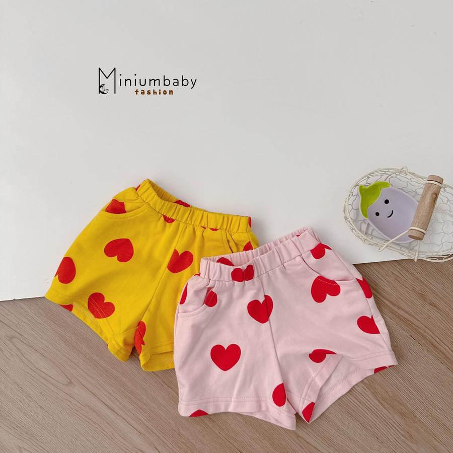 SB2285- bộ bé gái cộc tay in cổ thỏ phối quần tim