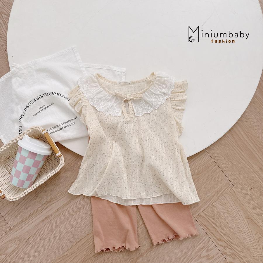 SB2293- bộ sát nách cánh tiên cổ zen đính nơ phối quần trơn