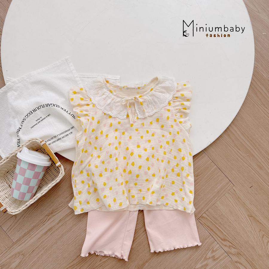 SB2293- bộ sát nách cánh tiên cổ zen đính nơ phối quần trơn