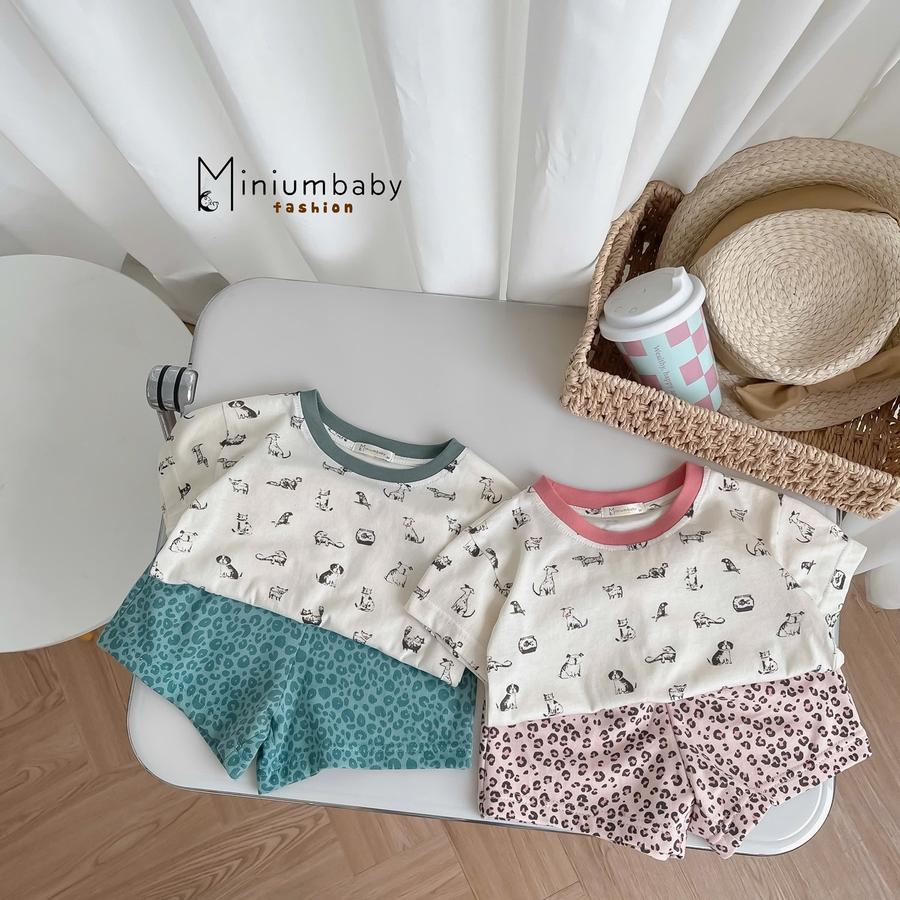 SB2300- bộ cộc phối cổ, áo in động vật phối quần da báo