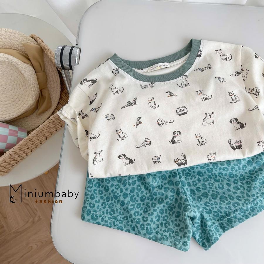 SB2300- bộ cộc phối cổ, áo in động vật phối quần da báo