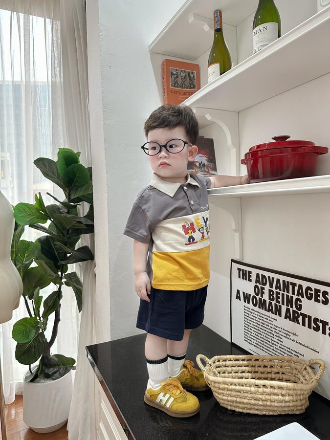 SB2255- bộ polo phối than in chuột mickey, hey