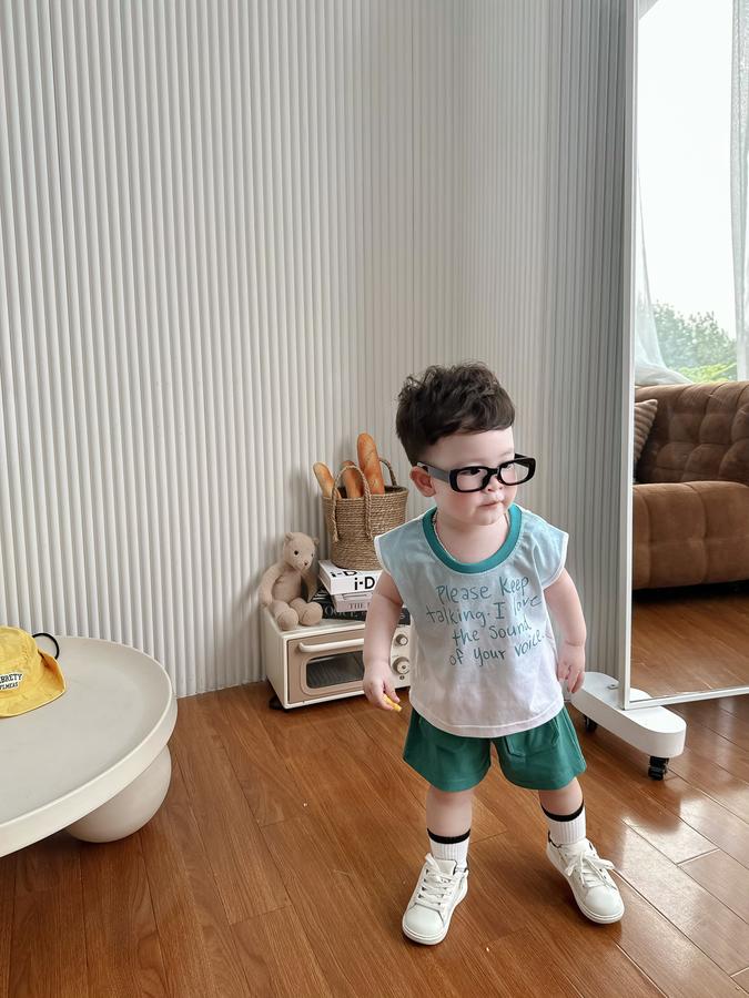 SB2311- bộ sát nách phối cổ in chữ please keep talking