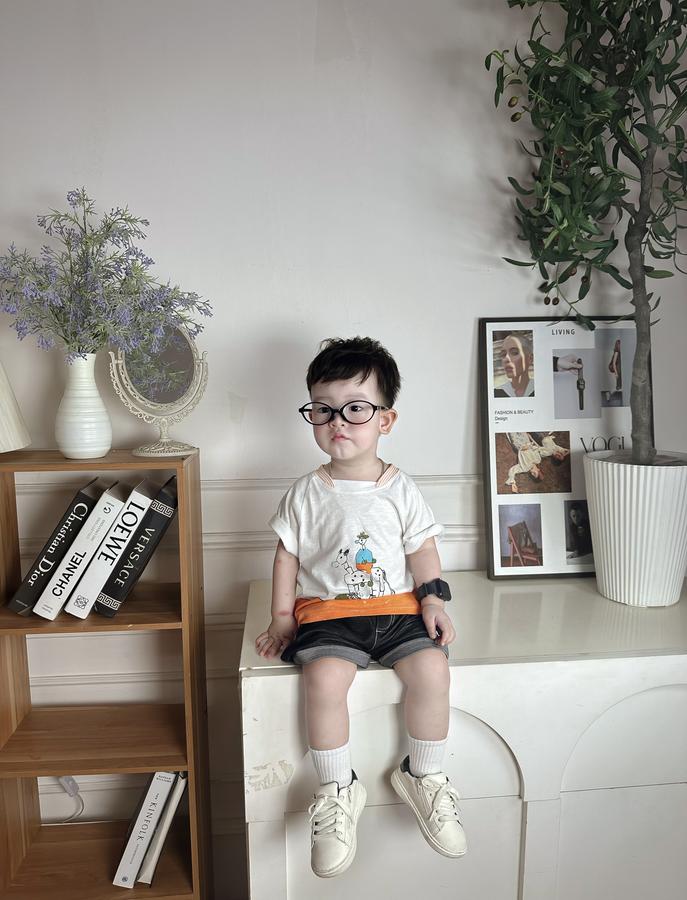 SB2274- bộ cọc tay cổ tròn in hình chú bé cưỡi ngựa