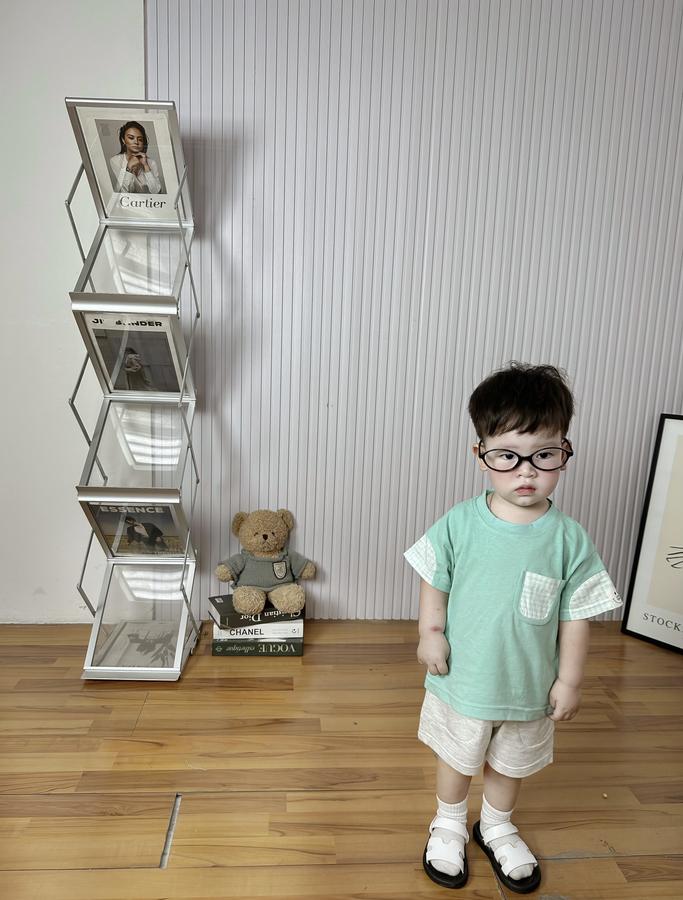 SB2279- bộ cộc tay phối tay, túi kẻ