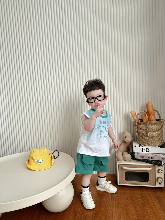 SB2311- bộ sát nách phối cổ in chữ please keep talking