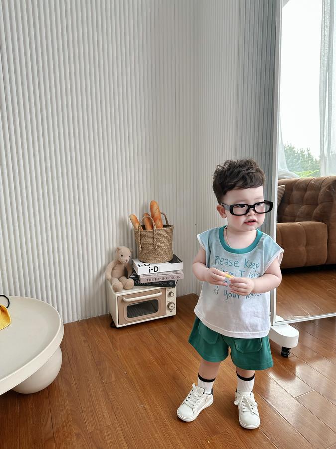 SB2311- bộ sát nách phối cổ in chữ please keep talking