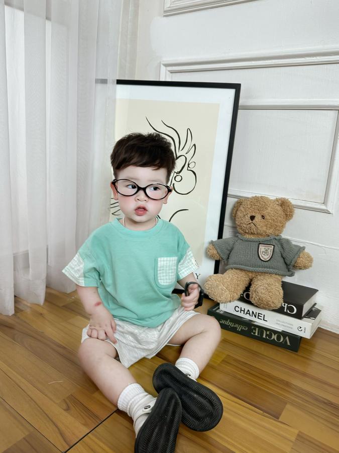 SB2279- bộ cộc tay phối tay, túi kẻ