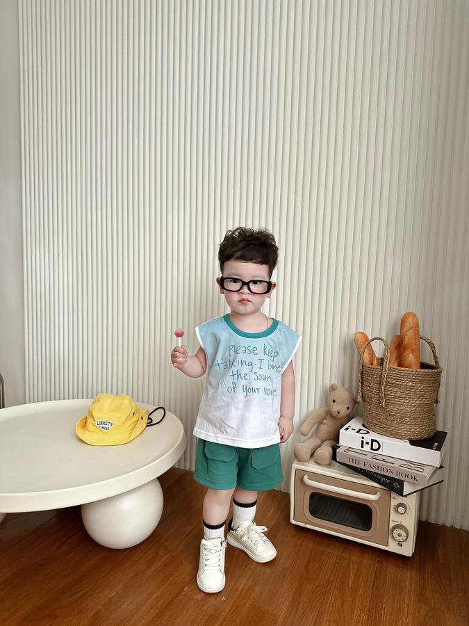 SB2311- bộ sát nách phối cổ in chữ please keep talking