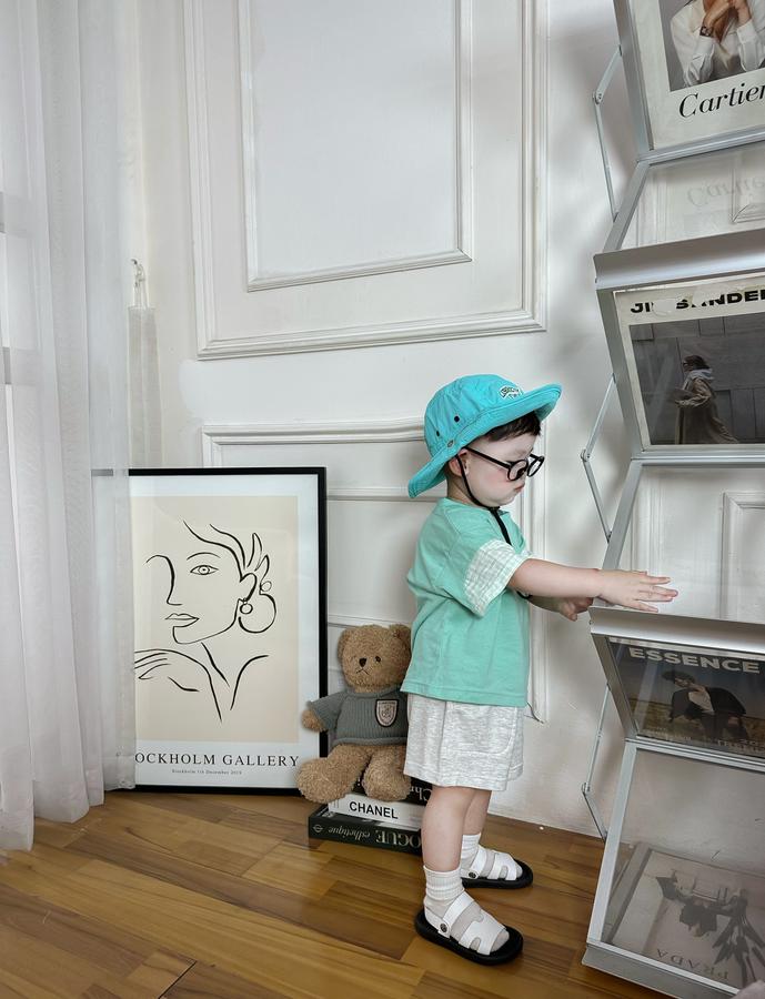 SB2279- bộ cộc tay phối tay, túi kẻ